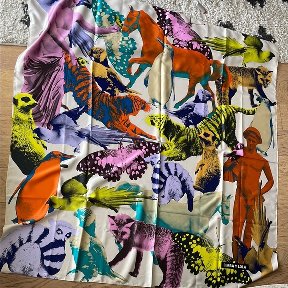 BIMBA Y LOLA Vibrant Multicolor Animal Print Scarf - Picture 1 of 6